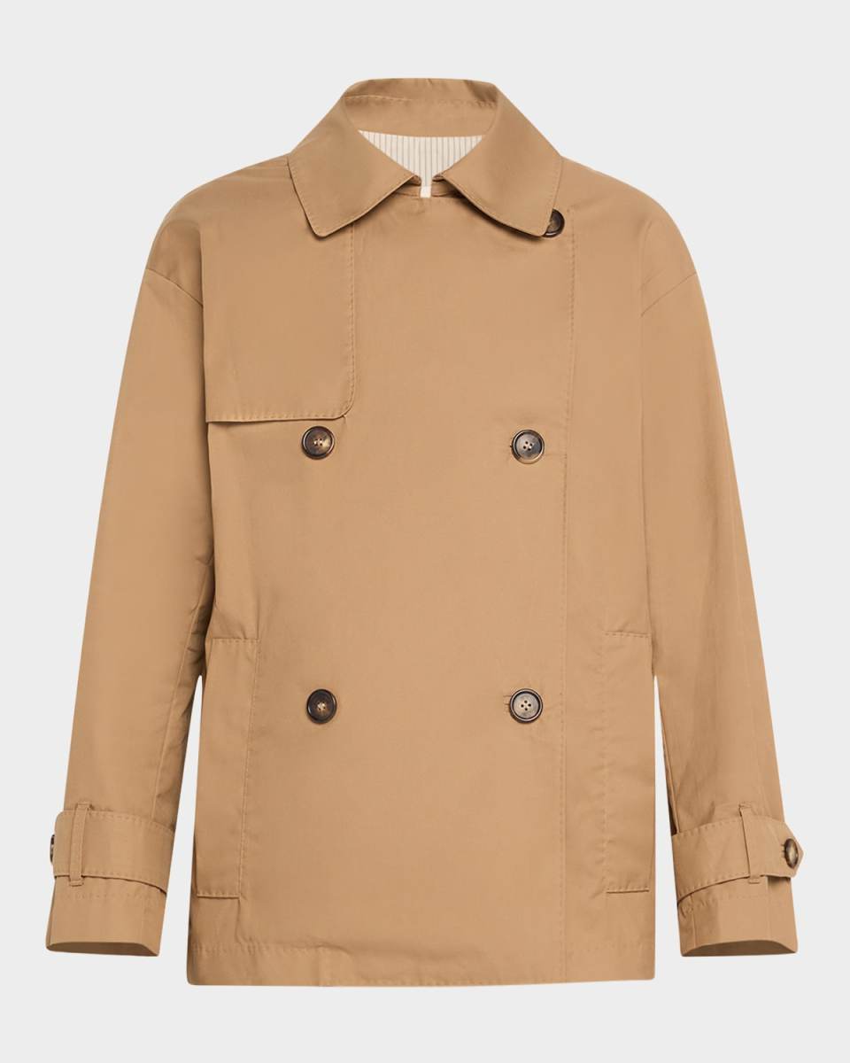 Zeno Double-Breasted Short Trench Coat
